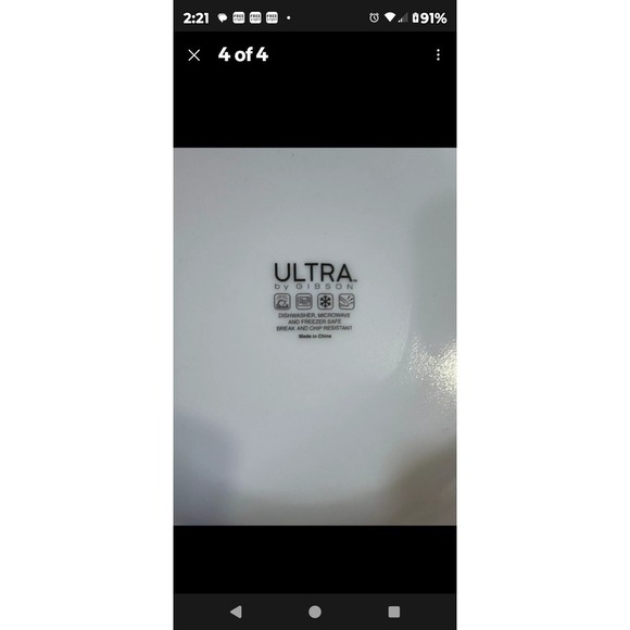 Gibson Ultra Opal Glass Break & Chip Resistant  Dinner Plate 11" Roundish Square - Picture 3 of 4